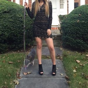 Black lace long sleeve dress